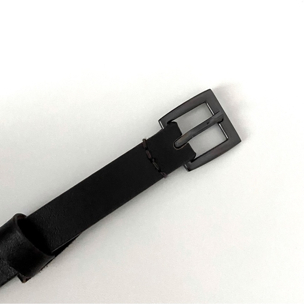 Dark Brown Genuine Leather Belt with Square Buckle - Picture 3 of 6